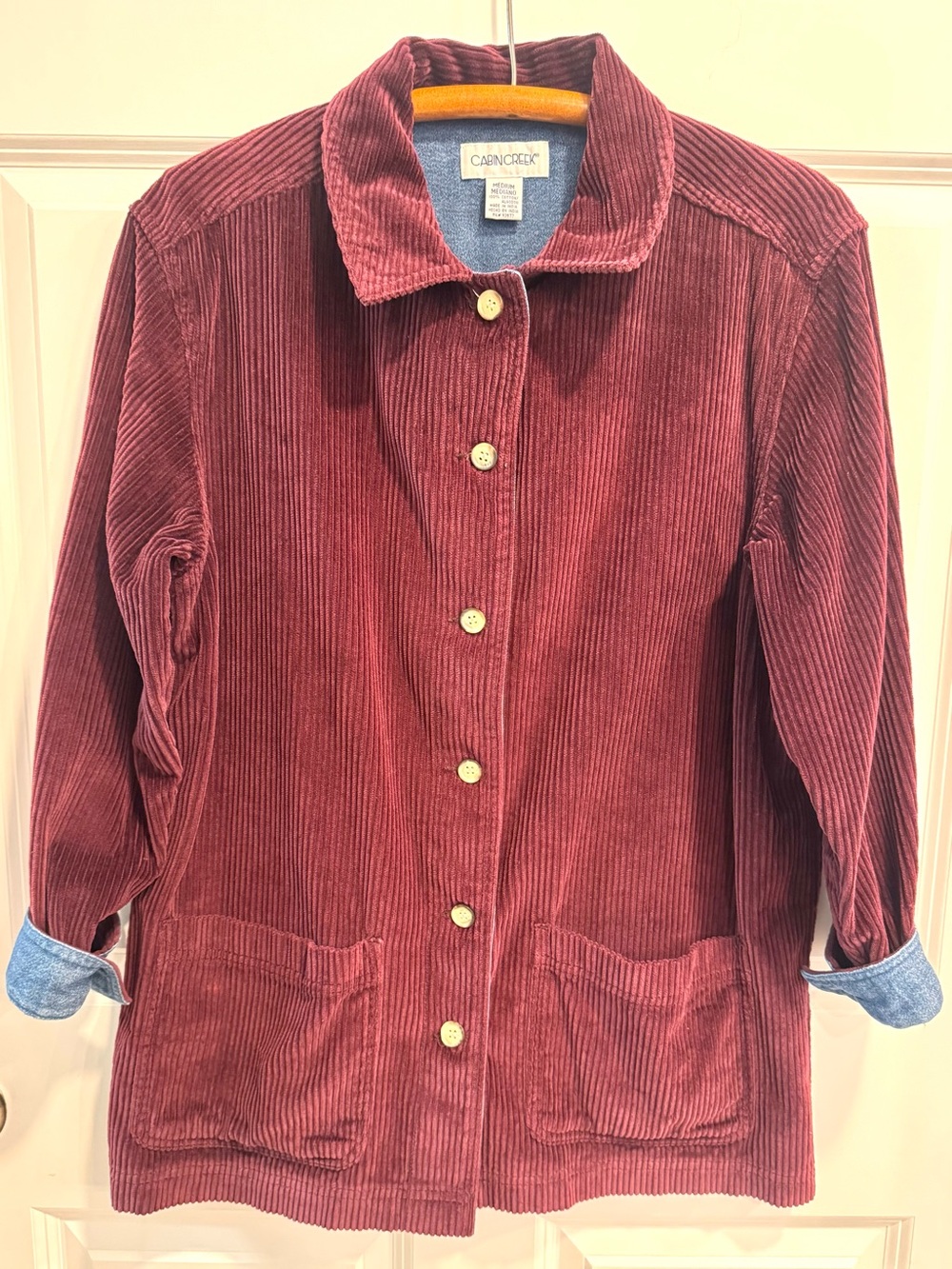 Burgundy Cabin Creek corduroy shacket